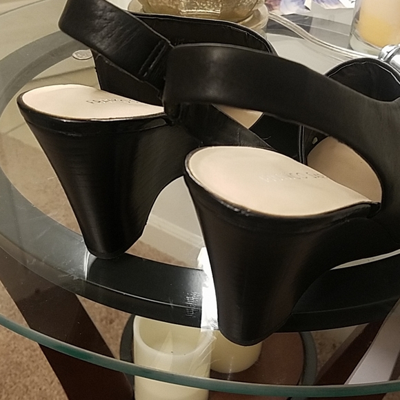 FRANCO SARTO shoes leather open toe wedge elegant - Picture 3 of 8